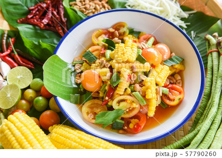 salad corn spicy with fresh vegetables herbs and salad corn spicy with fresh vegetables herbs and 57790260