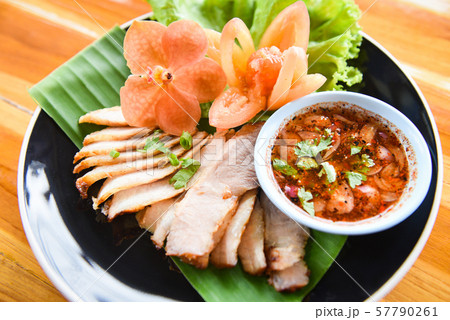 Roasted pork - sliced baked pork grilled with Roasted pork - sliced baked pork grilled with 57790261