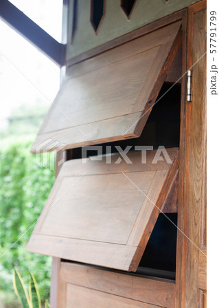 Wooden vintage windows with wooden house Wooden vintage windows with wooden house 57791799