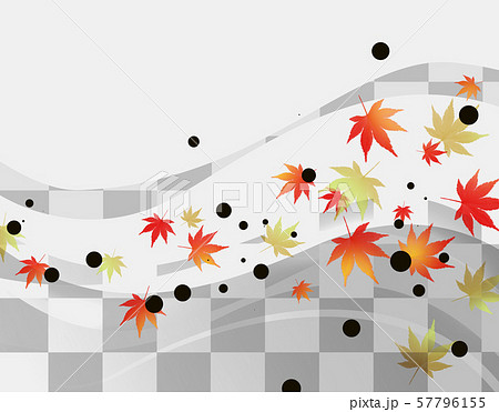 紅葉 和風 秋 和柄 日本的 フレーム 枠 和 和風背景 市松模様 のイラスト素材