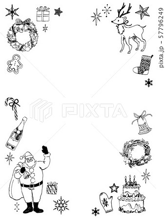 Monochromatic Line Drawing Hand Drawn Christmas Stock Illustration