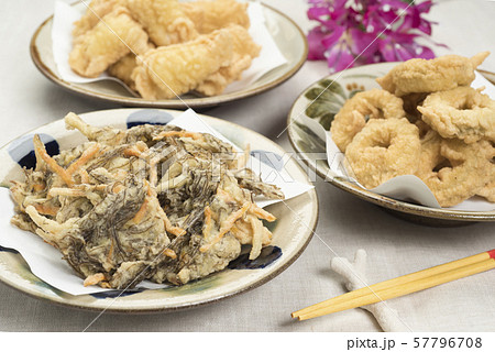 沖縄天ぷら もずくの天ぷら ゴーヤの天ぷら カジキマグロの天ぷら 沖縄天ぷら もずくの天ぷら ゴーヤの天ぷら カジキマグロの天ぷら 57796708