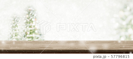 Christmas wood table top at blur bokeh christmas 57796815