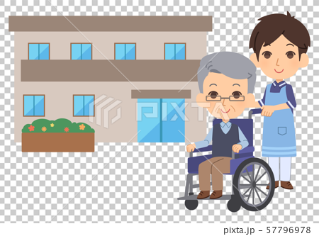 Caregiver man Senior man Care facility - Stock Illustration [57796978] -  PIXTA