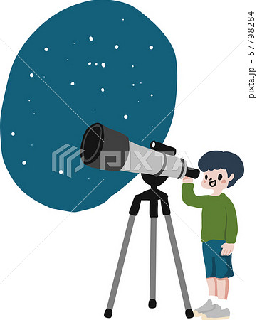 天体観測をする 男の子 星空のイラスト素材