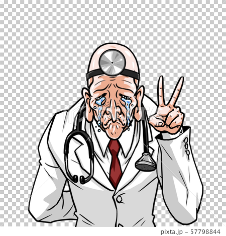 White coat doctor left choke piece right behind old man teacher doctor emotions expression 57798844