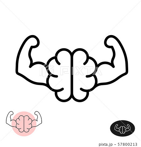 Strong brain concept. Line style brain showing muscle arms. Strong brain concept. Line style brain showing muscle arms. 57800213