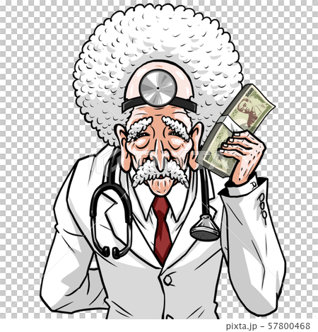White coat doctor left wad right back old man doctor doctor expensive medical care emotional expression 57800468