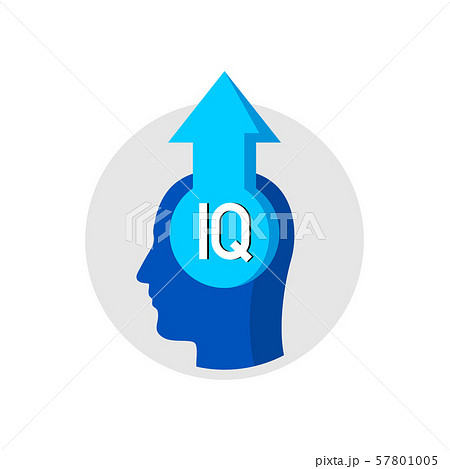 IQ grow up concept logo. Human head with arrow up. 57801005