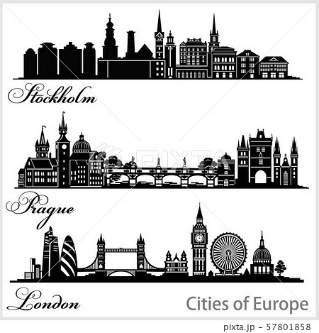 City In Europe London Prague Stockholm のイラスト素材