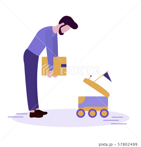 Robotic express delivery service Man sends box 57802499