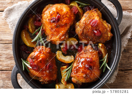 Rustic style baked chicken thighs with apples, Rustic style baked chicken thighs with apples, 57803281