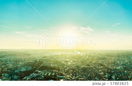 city skyline aerial sunset view in Yokohama, Japan city skyline aerial sunset view in Yokohama, Japan 57803625