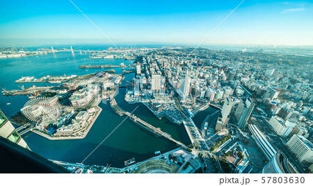 city skyline aerial day view in Yokohama, Japan 57803630