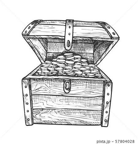 Treasure Chest Filled Golden Coins Ink Vector Treasure Chest Filled Golden Coins Ink Vector 57804028