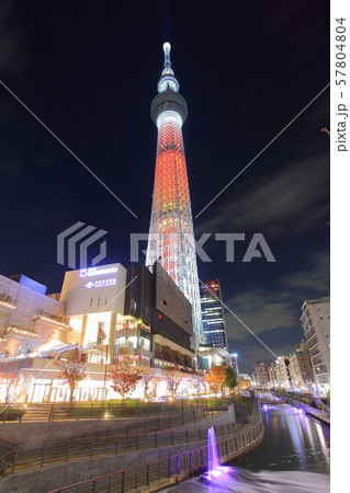 東京スカイツリーの夜景（キャンドルツリー） 57804804