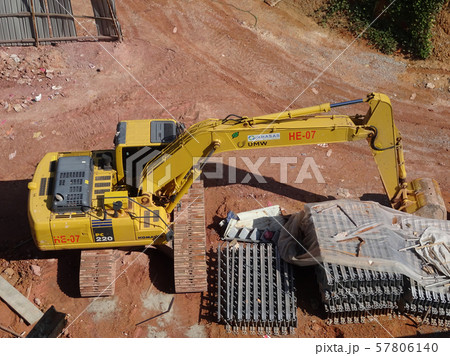 Excavation work using excavator machine at the construction site. Excavation work using excavator machine at the construction site. 57806140