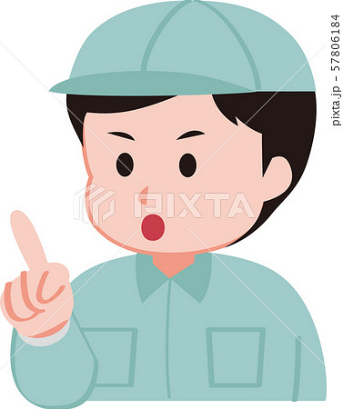 作業着の男性 アドバイス 注意のイラスト素材