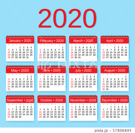 Calendar 2020 planner template. Set of 12.のイ