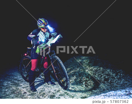 Winter night extreme bike racer control navigation 57807362