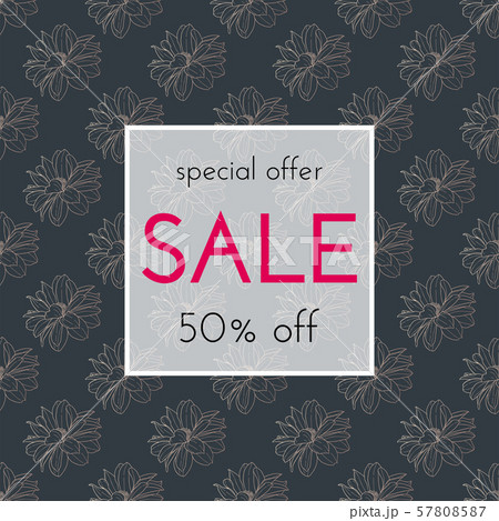 Sale floral cards. Flower ink sketch 57808587