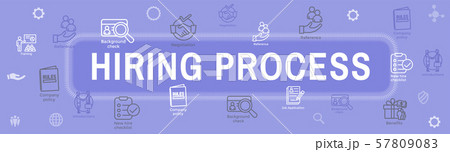 Hiring Process icon set with web header banner 57809083