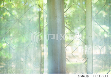 soft white curtain light on window and green blur morning garden sunlight nature background soft white curtain light on window and green blur morning garden sunlight nature background 57810911