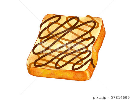 角型食パンのチョコトーストのイラスト素材