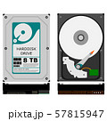 Vector flat for Hard Disk Drive Internal Storage 3.5-inch for desktop computerson with white background and HDDs are connected to systems by standard interface cables such as PATA (Parallel ATA), SATA 57815947