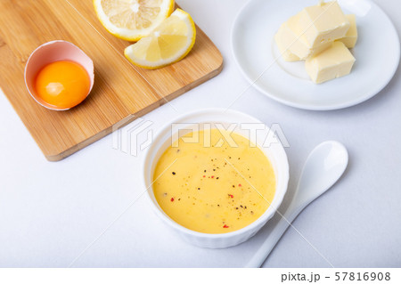 Homemade Hollandaise Sauce. Classic traditional sauce based on eggs. 57816908