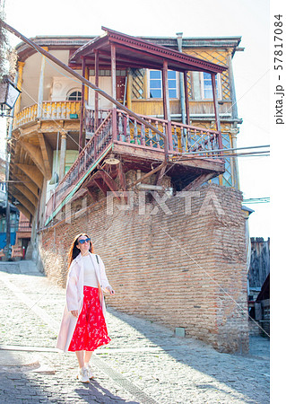 Tbilisi city panorama. Old city, new Summer Rike park, river Kura, the European Square and the 57817084