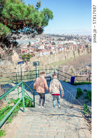 Tbilisi city panorama. Old city, new Summer Rike park, river Kura, the European Square and the 57817087