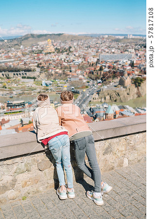 Tbilisi city panorama. Old city, new Summer Rike park, river Kura, the European Square and the 57817108