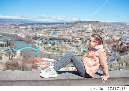 Tbilisi city panorama. Old city, new Summer Rike park, river Kura, the European Square and the 57817113