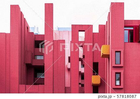 La Muralla Roja building by modern Spanish architect Ricardo Bofill, Calp, Spain La Muralla Roja building by modern Spanish architect Ricardo Bofill, Calp, Spain 57818087