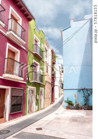 Provincial tourist town of Spain with traditional narrow streets. Villajoyosa, Spain 57818155