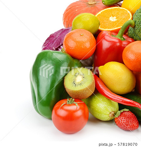 Fruits and vegetables isolated on white 57819070