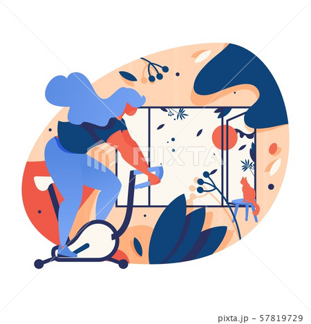 Vector concept illustration with woman riding 57819729
