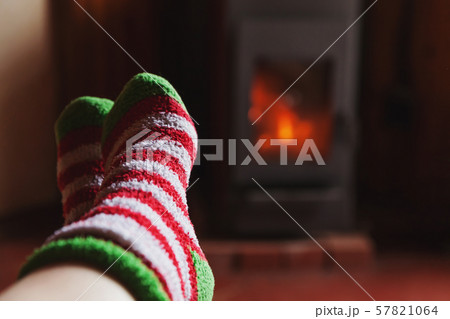 Feet legs in winter clothes wool socks at Feet legs in winter clothes wool socks at 57821064