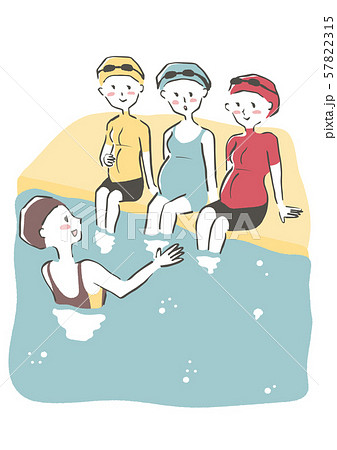 マタニティスイミング プールサイドのイラスト素材