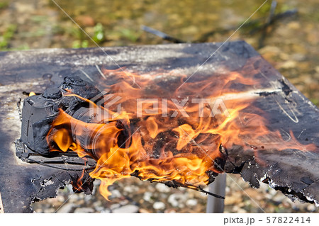 Ignition of the camera in a forest fire. 57822414