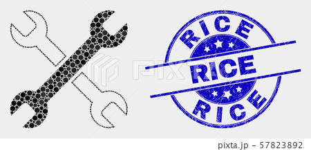 Vector Dot Wrenches Icon and Distress Rice Stamp Vector Dot Wrenches Icon and Distress Rice Stamp 57823892
