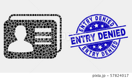Vector Pixel User Cards Icon and Grunge Entry Denied Watermark 57824017