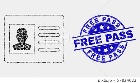 Vector Pixel User Card Icon and Distress Free Pass Stamp 57824022