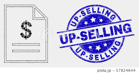 Vector Pixelated Price List Page Icon and Distress Up-Selling Seal Vector Pixelated Price List Page Icon and Distress Up-Selling Seal 57824644