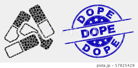 Vector Dot Medical Pills Icon and Grunge Dope Stamp Vector Dot Medical Pills Icon and Grunge Dope Stamp 57825429