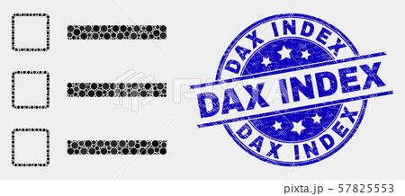 Vector Dotted List Items Icon and Scratched Dax Index Stamp Seal 57825553
