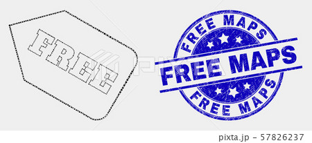 Vector Dotted Free Tag Icon and Grunge Free Maps Seal Vector Dotted Free Tag Icon and Grunge Free Maps Seal 57826237