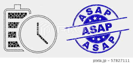 Vector Dotted Battery Charge Time Icon and Distress Asap Seal 57827111