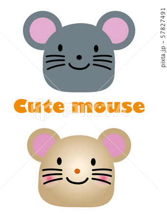 イラスト素材 オスとメスのネズミの顔のイラスト 年子年 令和 和柄 年賀状用素材のイラスト素材